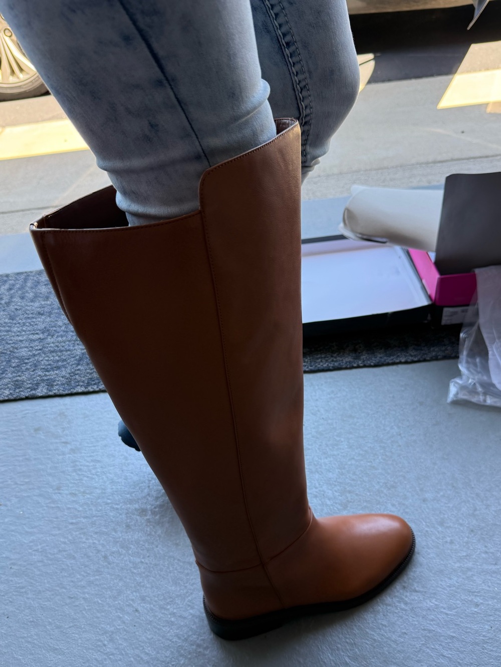 Vince Camuto Tall Chestnut Leather Riding Boots - Picture 8 of 10
